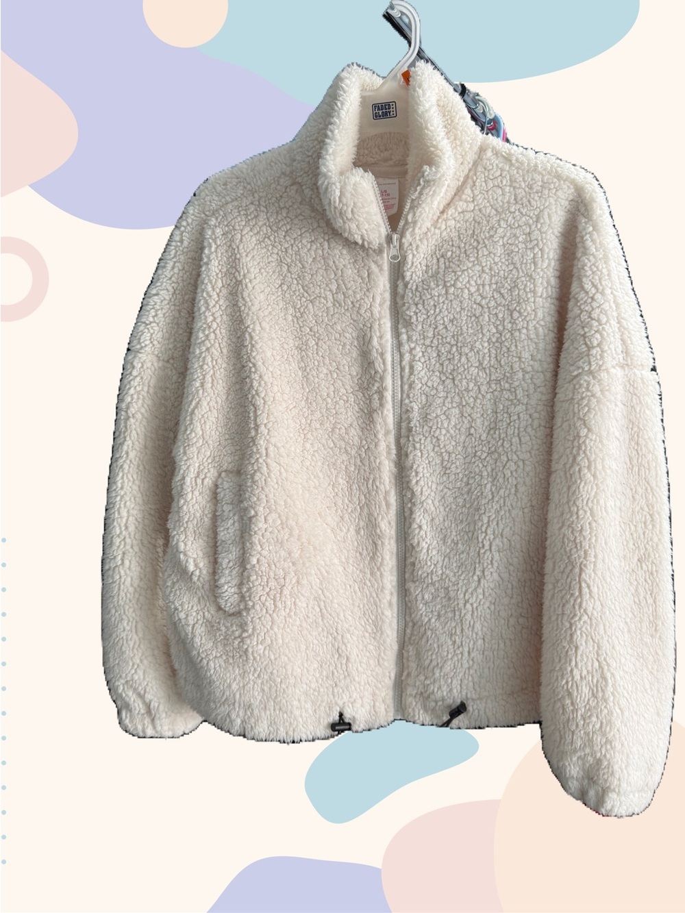 Faded Glory Cream Teddy Sherpa Zip Jacket